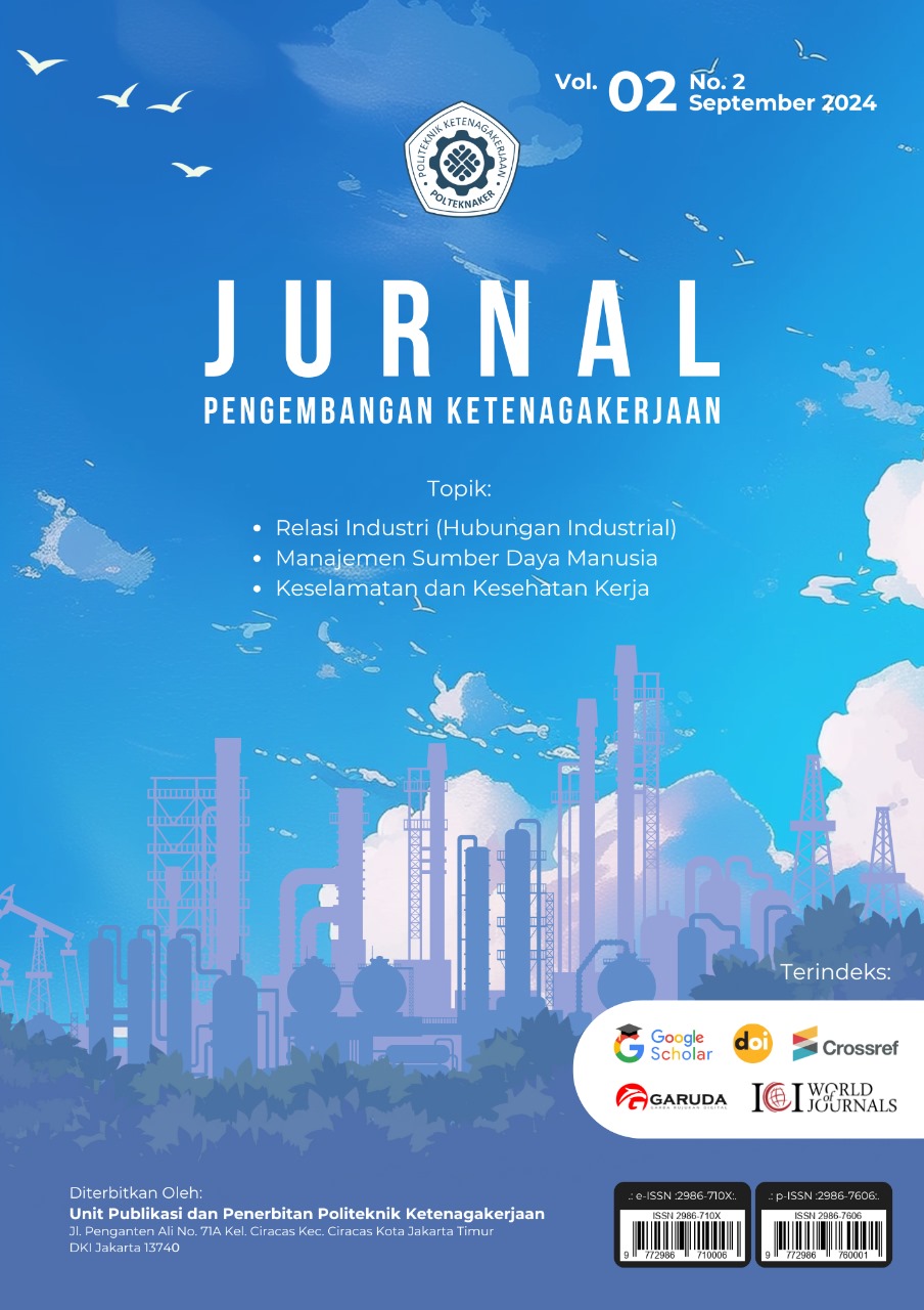 					View Vol. 2 No. 2 (2024): September: Jurnal Pengembangan Ketenagakerjaan
				