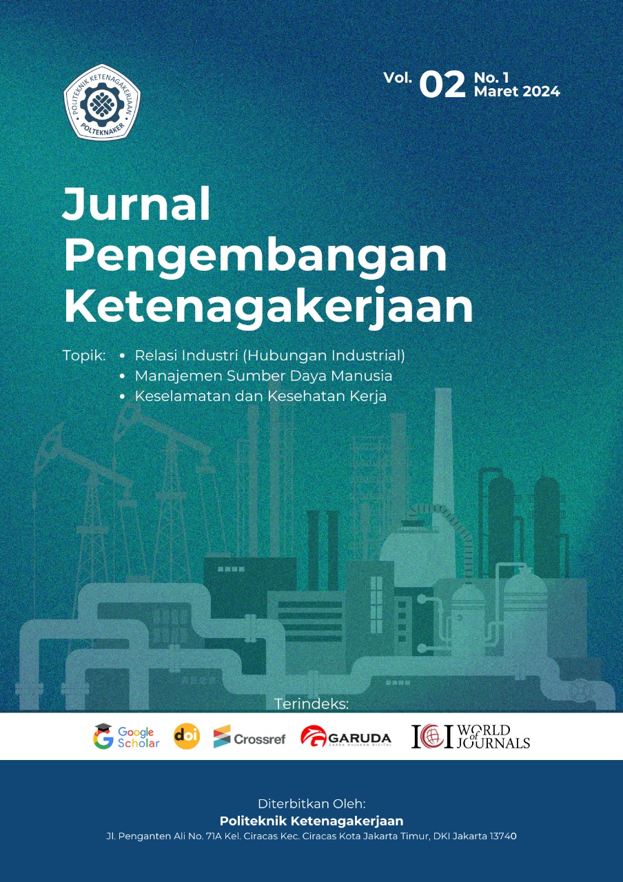 					View Vol. 2 No. 1 (2024): Maret: Jurnal Pengembangan Ketenagakerjaan
				